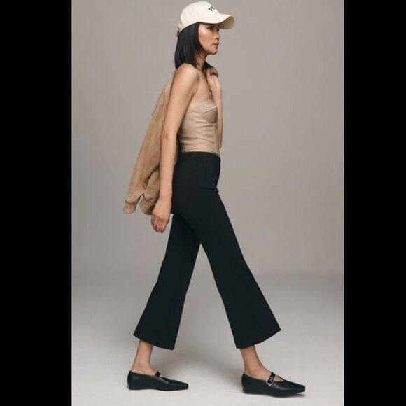 Anthropologie Maeve The Margot Kick Flare Cropped Pants: Textured Edition - Picture 2 of 3